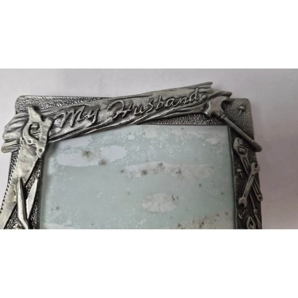 Vintage Perfect My Husband Handyman Tools Pewter Metal Picture Frame 5x4